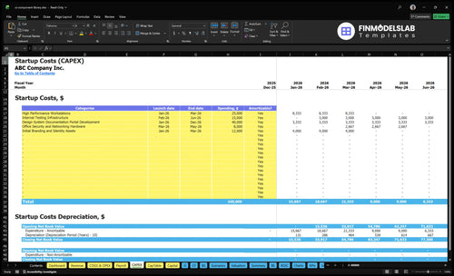 UI Component Library Development Financial Model capex inputs - detailed capital expenditure assumptions allowing customization of tooling, licensing, hardware and implementation costs for 5‑year planning, fully customizable and scenario‑ready.