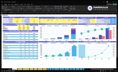 Used Server Equipment Sales Financial Model dashboard summarizes key KPIs, runway/cash and performance with a dynamic dashboard, highlighting sales, margins and cash-flow blind spots for investor-ready reporting.