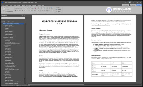 vendor management business plan executive summary financialmodelslab