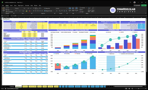 Vestibular Rehabilitation Therapy financial model dashboard summarizing key KPIs, runway and cash position with a dynamic dashboard to track patient revenue, margins and investor-ready performance insights
