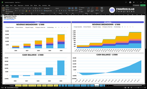 veterinary hospital financial model charts financialmodelslab