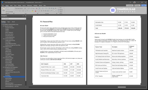 virtual reality gaming center business plan financial plan financialmodelslab