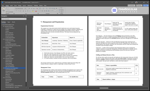virtual reality store business plan management financialmodelslab
