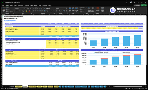 vr escape room financial model revenue financialmodelslab