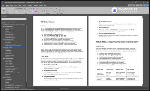 water purification installation business plan marketing analysis financialmodelslab