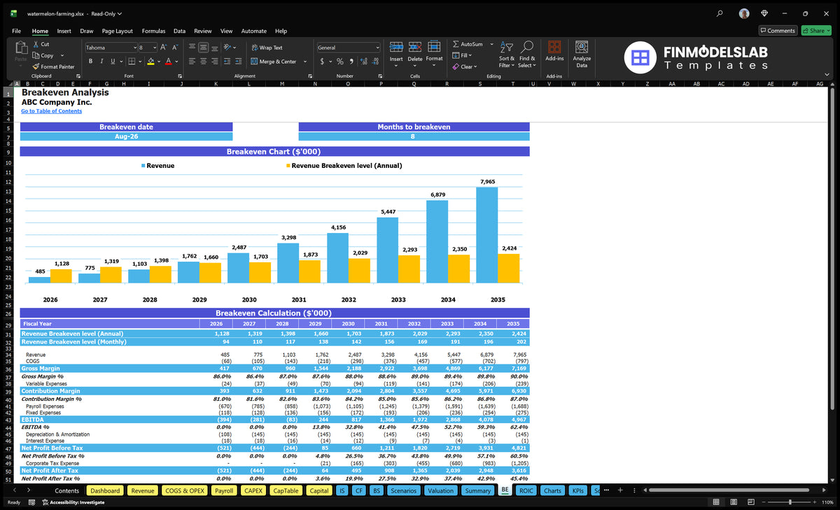 Watermelon Farming Financial Model Template (Excel)