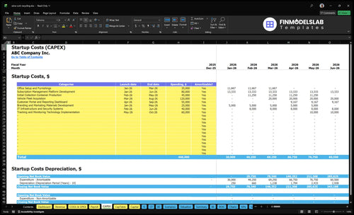 wine cork recycling financial model capex financialmodelslab