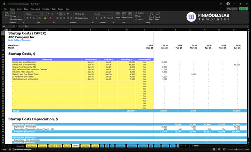 wood stove maintenance financial model capex financialmodelslab