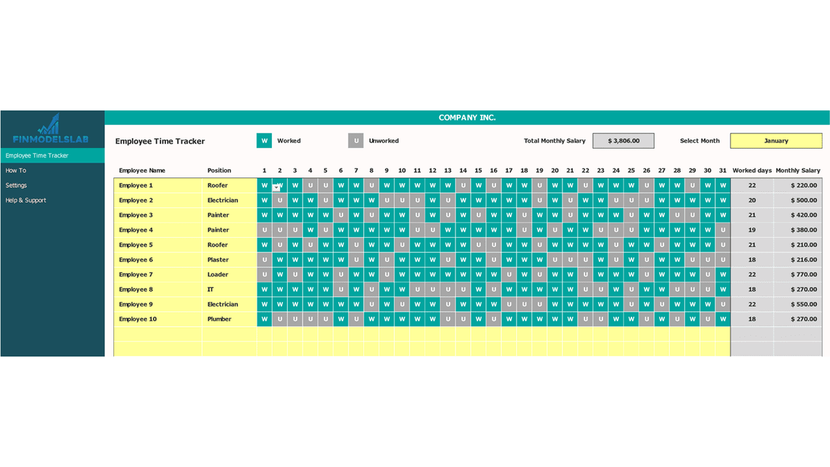 Download Payroll Time Calculator Dashboard Template 2025